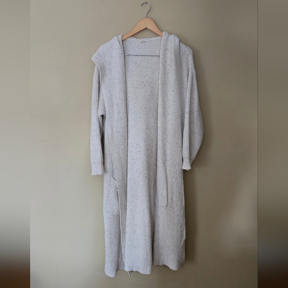 Goumi Open Front Hooded Maxi Coatigan